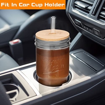 Stylish ANOTION Glass Cups Set with Lids and Straws