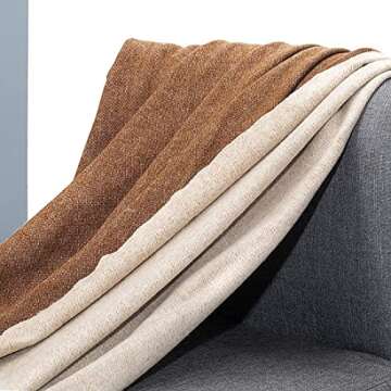 Spencer & Whitney Brown Wool Throw Blanket - Cozy Luxury for All
