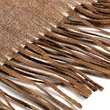 Spencer & Whitney Brown Wool Throw Blanket, Cozy & Stylish