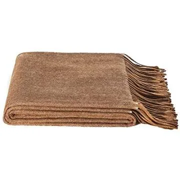 Spencer & Whitney Brown Wool Throw Blanket, Cozy & Stylish
