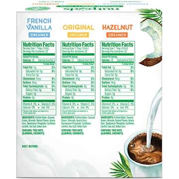 nutpods Variety 3 pack, Original, French Vanilla and Hazelnut Unsweetened Dairy-Free Liquid Coffee Creamer Made From Almonds and Coconuts