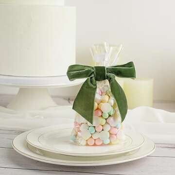 AIMUDI Sage Green Velvet Bows for Gift Wrapping