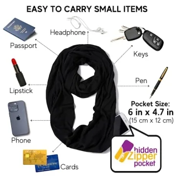 Stylish Infinity Loop Scarf with Hidden Pocket for Women