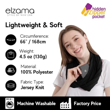 Stylish Infinity Loop Scarf with Hidden Pocket for Women