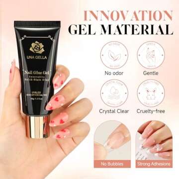 UNA GELLA Solid Nail Tips Glue Gel 2 * 40ml Lamp Curing Needed Soak Off Soft Gel Nail Tips Glue Supe...