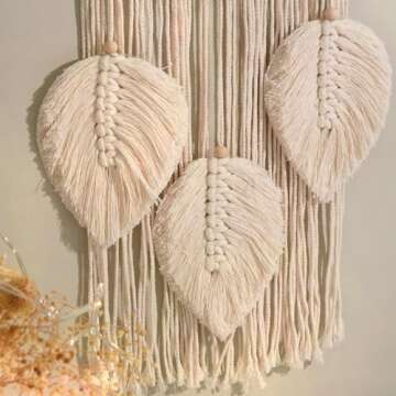 Nice Dream Macrame Dream Catchers for Bedroom Adult Wall Decor Large Boho Hanging with 3 Woven Feather Tassels Home Decoration Ornament Craft Gift