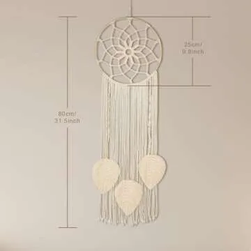 Nice Dream Macrame Dream Catchers for Bedroom Adult Wall Decor Large Boho Hanging with 3 Woven Feather Tassels Home Decoration Ornament Craft Gift