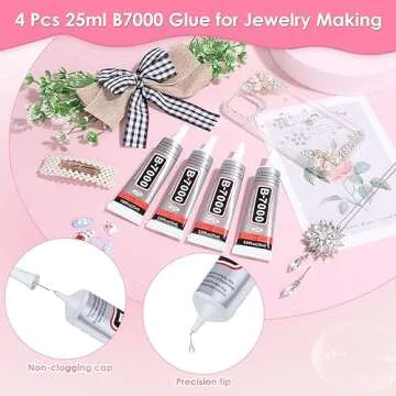 B-7000 Jewelry Glue Clear - 4 PCS 25ML Rhinestone Adhesive with Precision Tip