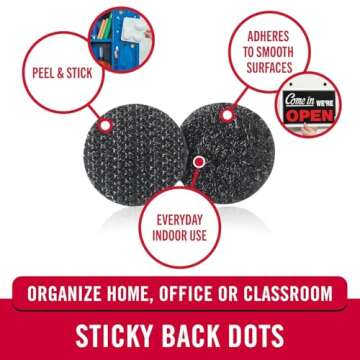VELCRO Brand Dots with Adhesive | 250pk, Black | Small 1/2 Inch Circles | Sticky Back Round Dots for...
