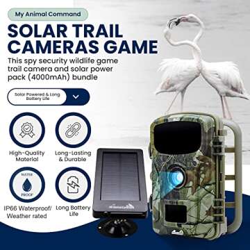 My Animal Command Solar Powered Trail Camera 16MP Night Vision Motion Activated Game Time Lapse Cam,...