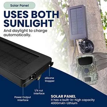 My Animal Command Solar Powered Trail Camera 16MP Night Vision Motion Activated Game Time Lapse Cam, IP66 Waterproof 1080p Spy Outdoor Deer & Wildlife Hunting. Camera Solar Power Pack kit