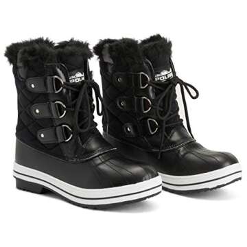 POLAR Womens Snow Boot Quilted Short Winter Snow Rain Warm Waterproof Boots - 5 - BLS36 YC0016