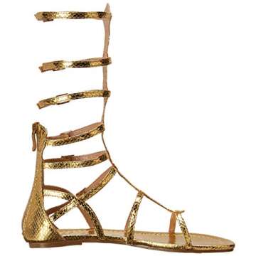 Ellie Shoes Women's 015-ZENA Flat Sandal, Gold, 8 M US