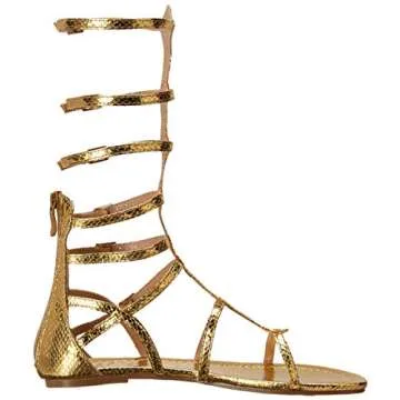 Ellie Shoes Women's 015-ZENA Flat Sandal, Gold, 8 M US