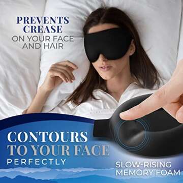 SmartRest Sleep Mask [2 Pack] - Eye Mask for Sleeping - Patented, Contoured, 100% Blackout, Zero Pressure Sleeping Masks for Women and Men, Blindfold and Eye Covers - S2 Black
