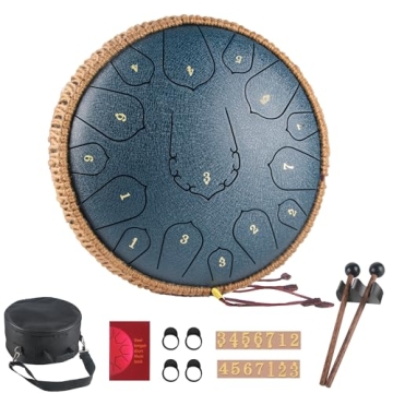 Steel Tongue Drum Panda Drum 15 Notes 12 Inches Rain Drum for Outside Garden Premium Handpan Drum St...