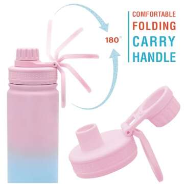 CHILLOUT LIFE 17 oz Kids Insulated Water Bottle for School with Leakproof Spout Lid and Cute Waterproof Stickers, Personalized Stainless Steel Thermos Flask Metal Water Bottle for Girls & Boys