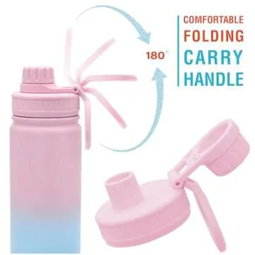 CHILLOUT LIFE 17 oz Kids Insulated Water Bottle for School with Leakproof Spout Lid and Cute Waterproof Stickers, Personalized Stainless Steel Thermos Flask Metal Water Bottle for Girls & Boys