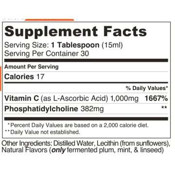 Lipo Naturals Liposomal Vitamin C 1000mg Liquid (2-Pack 60 Doses) - Natural Formula Immunity + Energy Support - Vegan, China-Free (15oz / 443ml ea.)