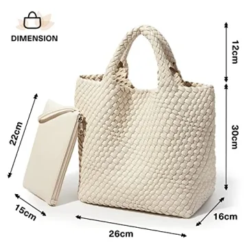 Stylish KALIDI Woven Tote Bag for Women - Large Capacity