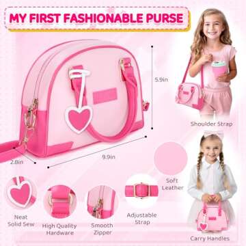 INNOCHEER Little Girls Purse, Kids Toy Purse with Pretend Makeup, Play Purse for Little Girls, Pretend Play Toddler Purse, Birthday Christmas Princess Gifts Toys for Girls 3 4 5 6 7 8 Year Old
