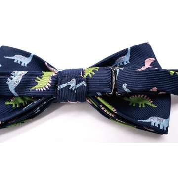 Carahere Men's Bow Ties Handmade Adjustable Pre-Tied Fun Pattern Bow Ties For Men Blue Pink Green