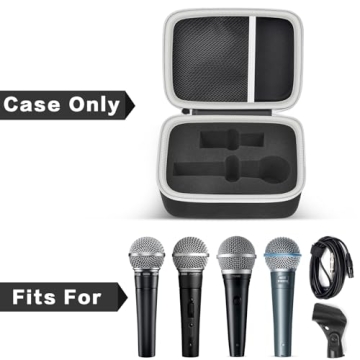 Microphone Case Compatible with Shure SM58/ SM57/ PGA48/ SM58S/ BETA 58A/ PGA58 Cardioid Dynamic Vocal Microphones, Handheld Mic Karaoke Tool Storage for A25D Stand Adapter and Cable - Box Only -Black
