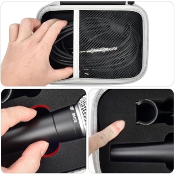 Microphone Case Compatible with Shure SM58/ SM57/ PGA48/ SM58S/ BETA 58A/ PGA58 Cardioid Dynamic Vocal Microphones, Handheld Mic Karaoke Tool Storage for A25D Stand Adapter and Cable - Box Only -Black