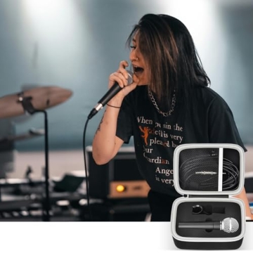 Microphone Case Compatible with Shure SM58/ SM57/ PGA48/ SM58S/ BETA 58A/ PGA58 Cardioid Dynamic Vocal Microphones, Handheld Mic Karaoke Tool Storage for A25D Stand Adapter and Cable - Box Only -Black