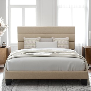 Allewie Queen Size Platform Bed Frame: Sturdy & Stylish Upholstered Design
