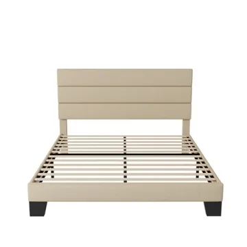 Allewie Queen Size Platform Bed Frame with Upholstered Headboard