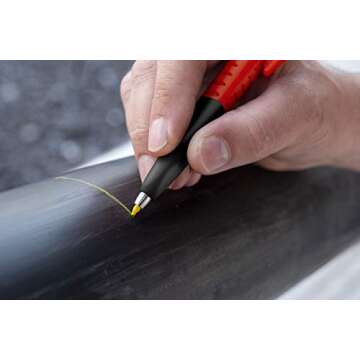 SOLA TLM2 Deep Hole Marker Construction Pencil with Built-In Sharpener, Long-Tip Woodworking Pencil, Graphite Multi-Purpose Marker