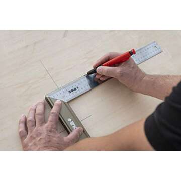 SOLA TLM2 Deep Hole Marker Construction Pencil with Built-In Sharpener, Long-Tip Woodworking Pencil, Graphite Multi-Purpose Marker