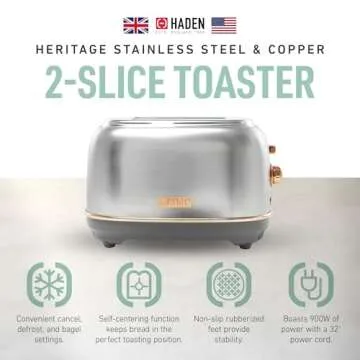 Haden Heritage 2 Slice Toaster with Adjustable Browning Control
