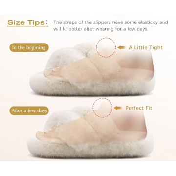 COFACE Women's Fuzzy Cross Band Slide Slippers Comfort