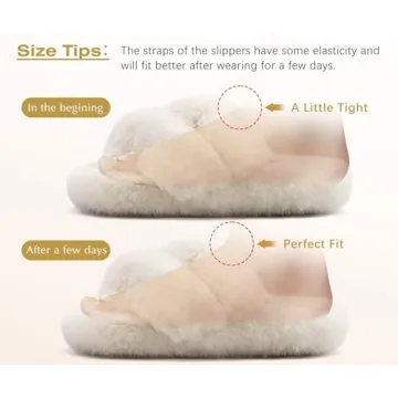 COFACE Women's Fuzzy Cross Band Slide Slippers Comfort