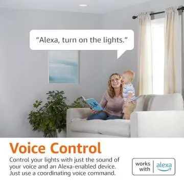 Amazon Basics Smart BR30 LED Light Bulb, Color Changing, 60W Equivalent, 800LM, Works with Alexa Only, 2.4 GHz Wi-Fi, No Hub Required, 4 Pack