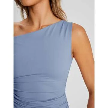 Trendy Queen Womens Summer Tops Spring T Shirts Crop Tank Top Fashion Clothes Workout Gym Beach Vacation Teen Girl Outfits 2025 Blue S