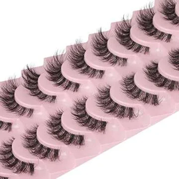 FANXITON Mink Lashes with Clear Band Fluffy 15 MM 10 Pairs Cat-Eye Lashes Natural Look False Eyelash...