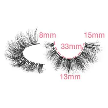 FANXITON Mink Lashes with Clear Band Fluffy 15 MM 10 Pairs Cat-Eye Lashes Natural Look False Eyelashes Pack Wispy Eyelashes Curly 3D Faux Mink Eyelashes