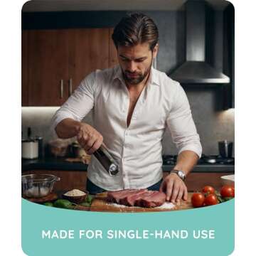 Gravity Electric Salt and Pepper Grinder Set of 2, Battery Operated, Adjustable Coarseness, One Hand...