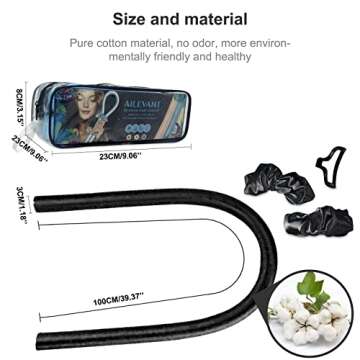 Ailevant Heatless Curling Rod Headband, Heatless Curls Ribbon, Heatless Hair Curler for Long Hair, Ho Heat Hair Rollers for Natural Waves, Sleeping Overnight Hair Waver Hair Curling Kit (black)
