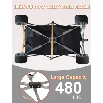 ERYAHRT Heavy Duty Foldable Wagon, 480Lbs Capacity