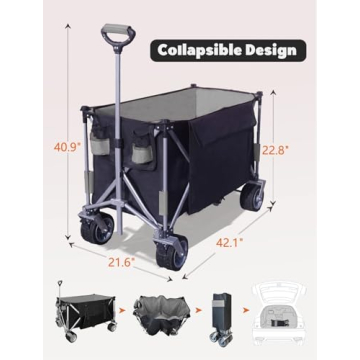 ERYAHRT Heavy Duty Foldable Wagon, 480Lbs Capacity