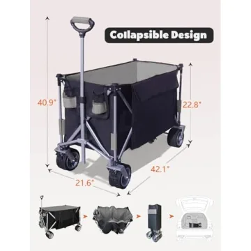 ERYAHRT Heavy Duty Foldable Wagon, 480Lbs Capacity