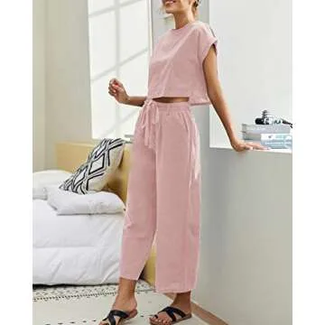 Eurivicy Women's Pink 2 Piece Casual Loungewear Set