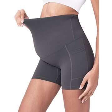 POSHDIVAH Maternity Yoga Shorts with Pockets - 2 Pcs