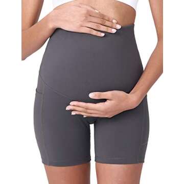 POSHDIVAH Maternity Yoga Shorts with Pockets - 2 Pcs