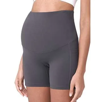 POSHDIVAH Maternity Yoga Shorts with Pockets - 2 Pcs