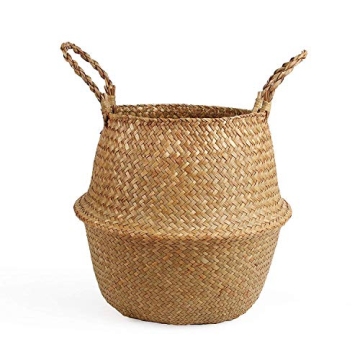 BlueMake Woven Seagrass Belly Basket for Storage and Decor - Versatile and Eco-Friendly